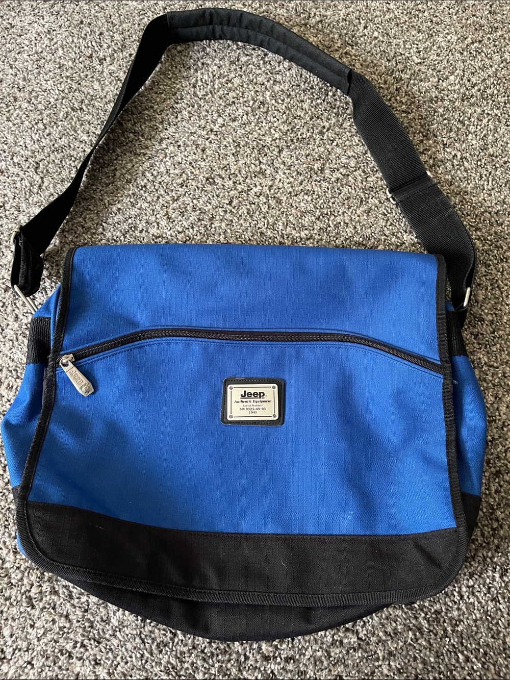 Jeep Blue Black Canvas Messenger Bag Men’s or unisex